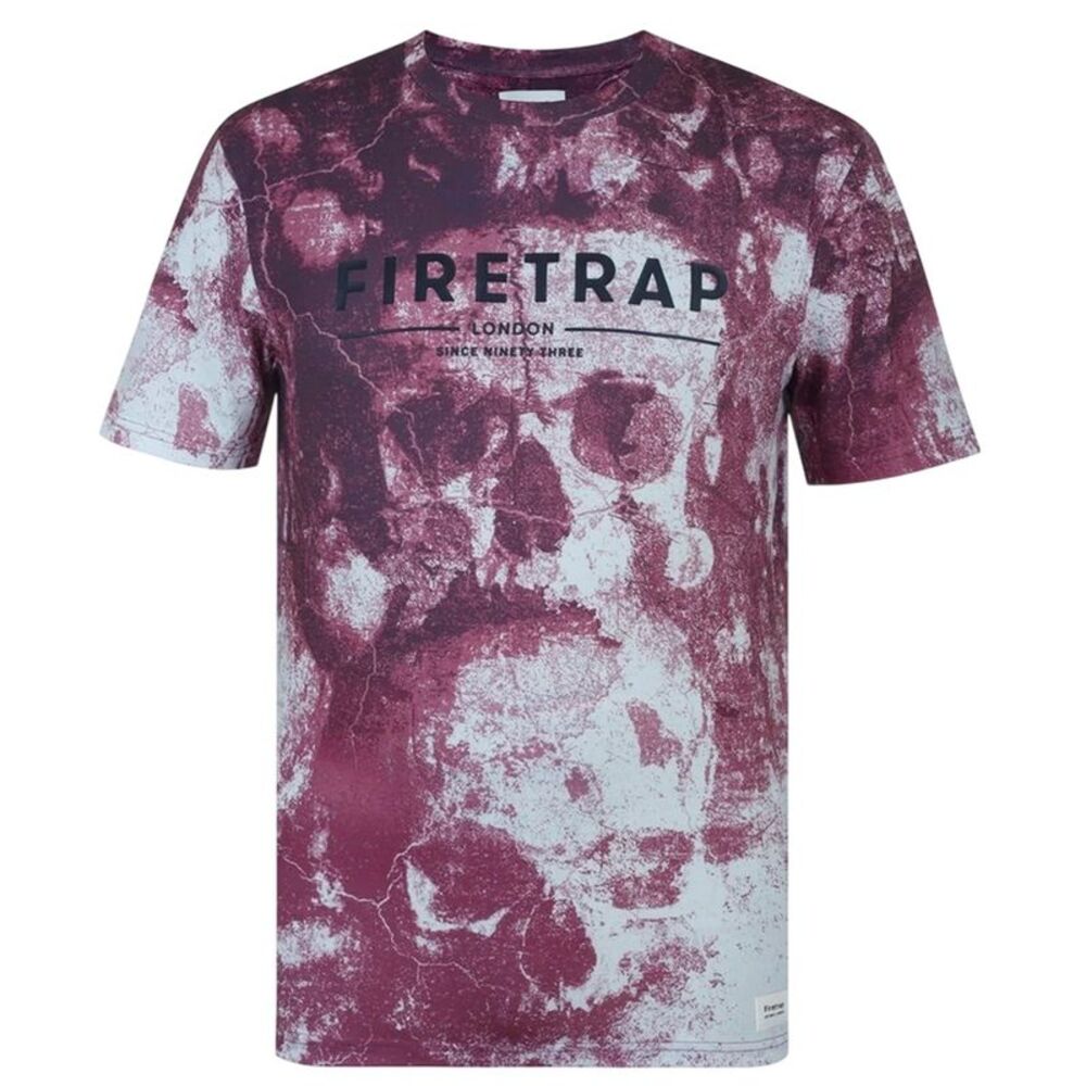 Firetrap Mens Sub All-Over Print T-Shirt / Dark Burgundy